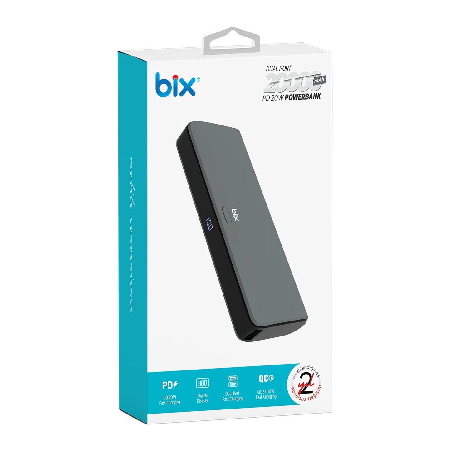 POWERBANK SA LED DISPLEJ 20000MAH QC + PD 20W BIX PB203